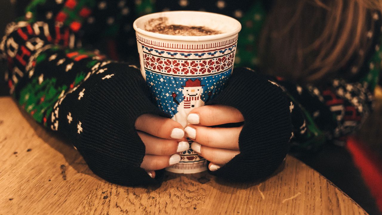Wallpaper hands, coffee, sweater, christmas