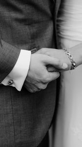 Preview wallpaper hands, couple, bw, love, newlyweds