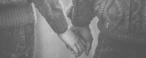 Preview wallpaper hands, couple, bw, sweater, tenderness