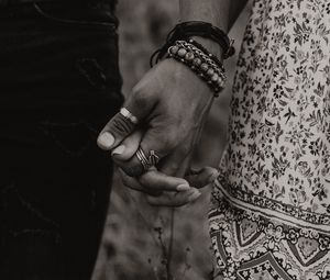 Preview wallpaper hands, couple, bw, love, romance, rings