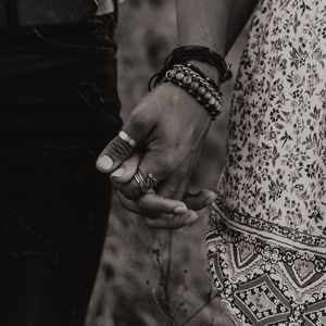 Preview wallpaper hands, couple, bw, love, romance, rings