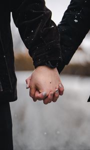 Preview wallpaper hands, couple, love, snow
