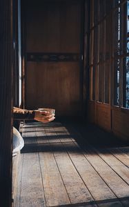 Preview wallpaper hands, cup, terrace, pacification, solitude, harmony