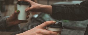 Preview wallpaper hands, cups, coffee
