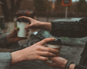 Preview wallpaper hands, cups, coffee