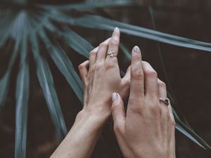 Preview wallpaper hands, fingers, leaves, plant