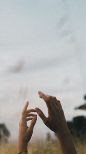 Preview wallpaper hands, fingers, sky, nature