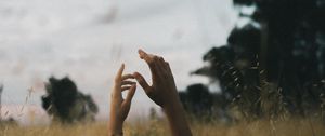 Preview wallpaper hands, fingers, sky, nature