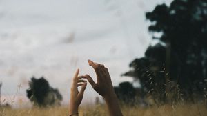 Preview wallpaper hands, fingers, sky, nature