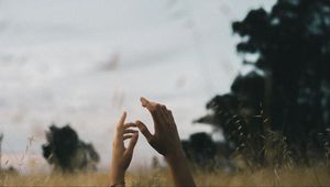 Preview wallpaper hands, fingers, sky, nature