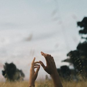 Preview wallpaper hands, fingers, sky, nature