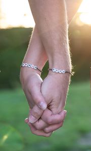 Preview wallpaper hands, fingers, touch, bracelets, couple