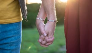 Preview wallpaper hands, fingers, touch, bracelets, couple