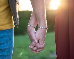 Preview wallpaper hands, fingers, touch, bracelets, couple