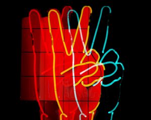 Preview wallpaper hands, gesture, neon, dark