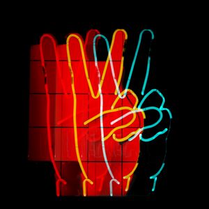 Preview wallpaper hands, gesture, neon, dark