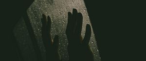 Preview wallpaper hands, glass, drops, rain, dark