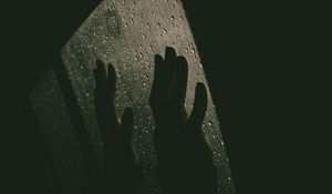 Preview wallpaper hands, glass, drops, rain, dark