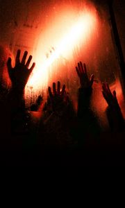 Preview wallpaper hands, glass, touch, dark