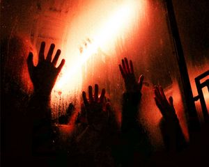 Preview wallpaper hands, glass, touch, dark