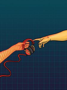 Preview wallpaper hands, headphones, music, touch