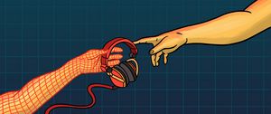 Preview wallpaper hands, headphones, music, touch