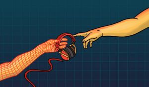 Preview wallpaper hands, headphones, music, touch