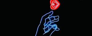 Preview wallpaper hands, heart, neon, glow, fingers, touch, dark