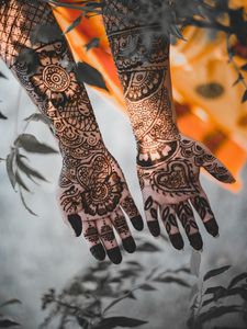 Preview wallpaper hands, mehendi, patterns, henna