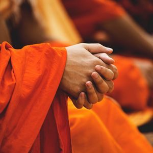 Preview wallpaper hands, monk, buddhist, buddhism