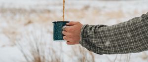 Preview wallpaper hands, mug, coffee, snow, winter