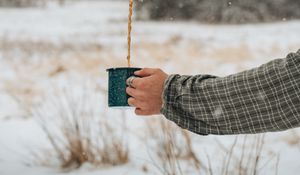 Preview wallpaper hands, mug, coffee, snow, winter