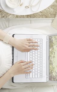 Preview wallpaper hands, notebook, girl, white