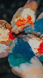 Preview wallpaper hands, paint, powder, colorful, holi