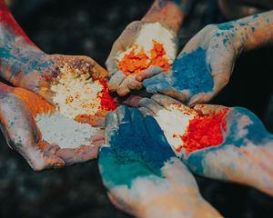 Preview wallpaper hands, paint, powder, colorful, holi