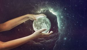 Preview wallpaper hands, planet, space, galaxy