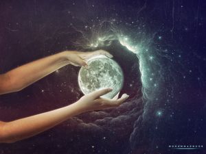 Preview wallpaper hands, planet, space, galaxy