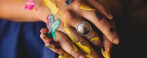 Preview wallpaper hands, ring, paint, colorful, girl