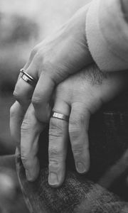 Preview wallpaper hands, rings, couple, love, bw