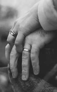 Preview wallpaper hands, rings, couple, love, bw