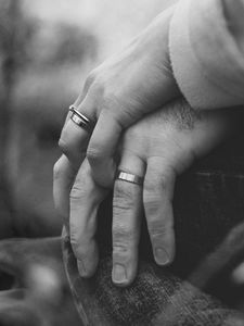 Preview wallpaper hands, rings, couple, love, bw