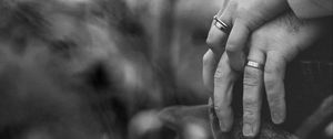 Preview wallpaper hands, rings, couple, love, bw