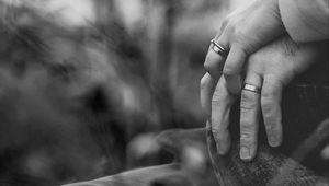 Preview wallpaper hands, rings, couple, love, bw