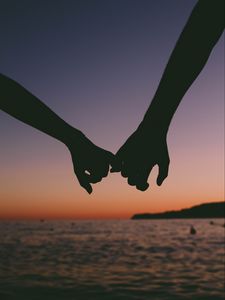 Preview wallpaper hands, silhouettes, love, sunset, blur