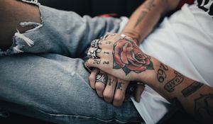 Preview wallpaper hands, tattoos, rings, decorations