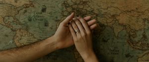 Preview wallpaper hands, touch, tenderness, map, romance