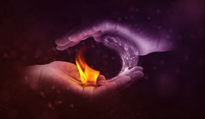 Preview wallpaper hands, water, fire, photoshop