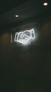 Preview wallpaper handshake, neon, wall