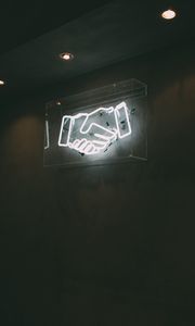 Preview wallpaper handshake, neon, wall