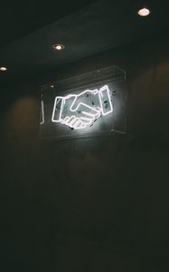 Preview wallpaper handshake, neon, wall